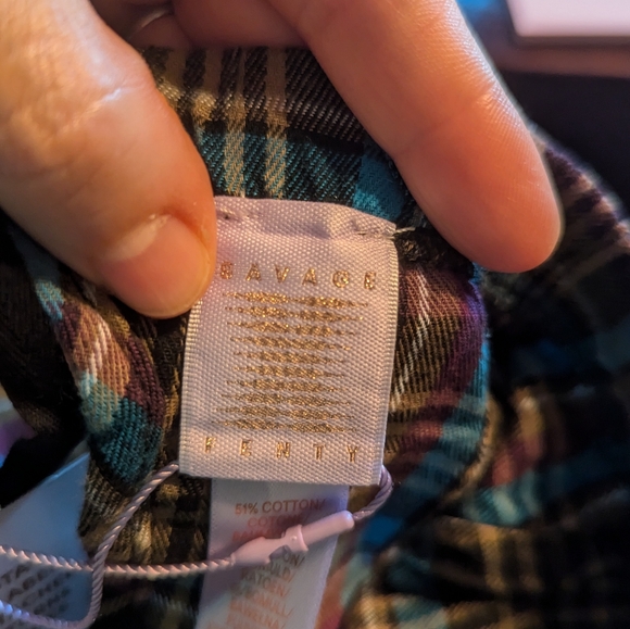 Savage X Fenty Tied Up Open Back Pants in Blue Aruba Canterbury Plaid, Size XL - Picture 9 of 12